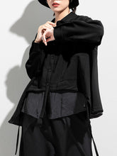 Women Lapel Solid Color Casual Irregular Shirt